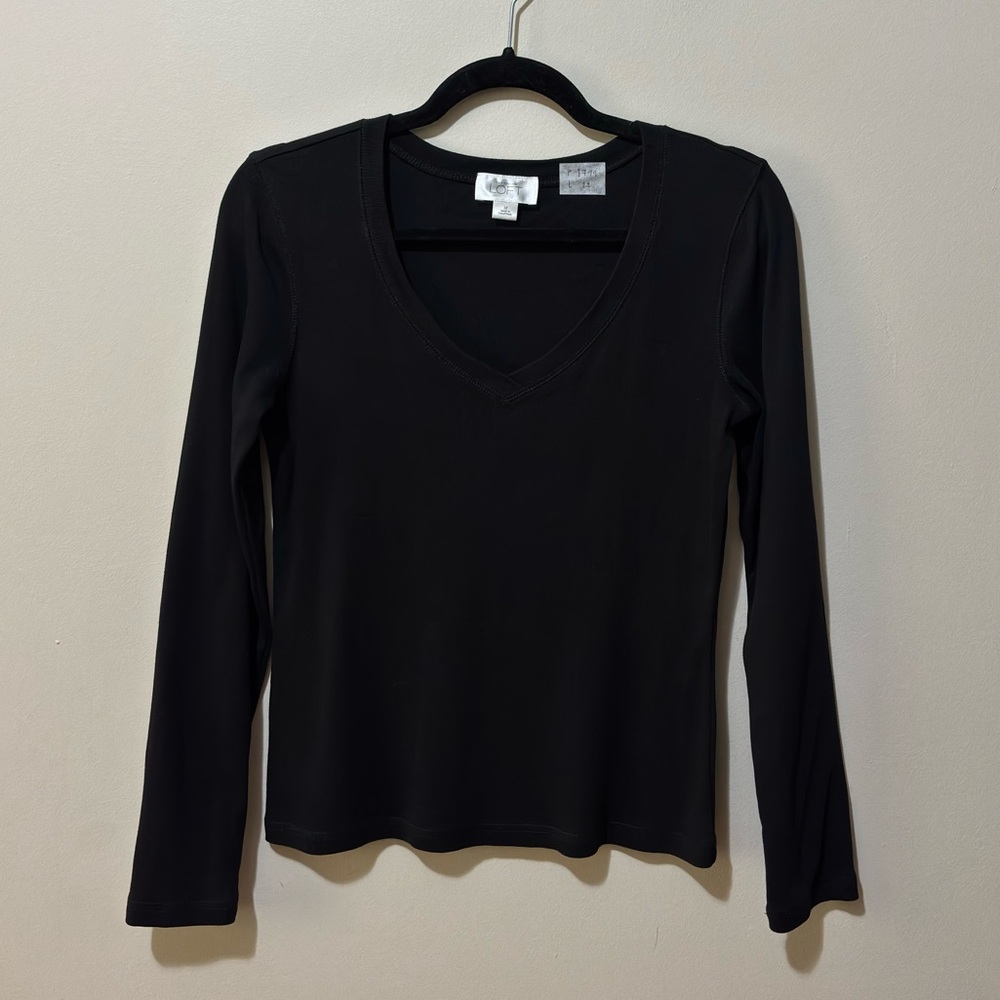 LOFT Black V-Neck Blouse